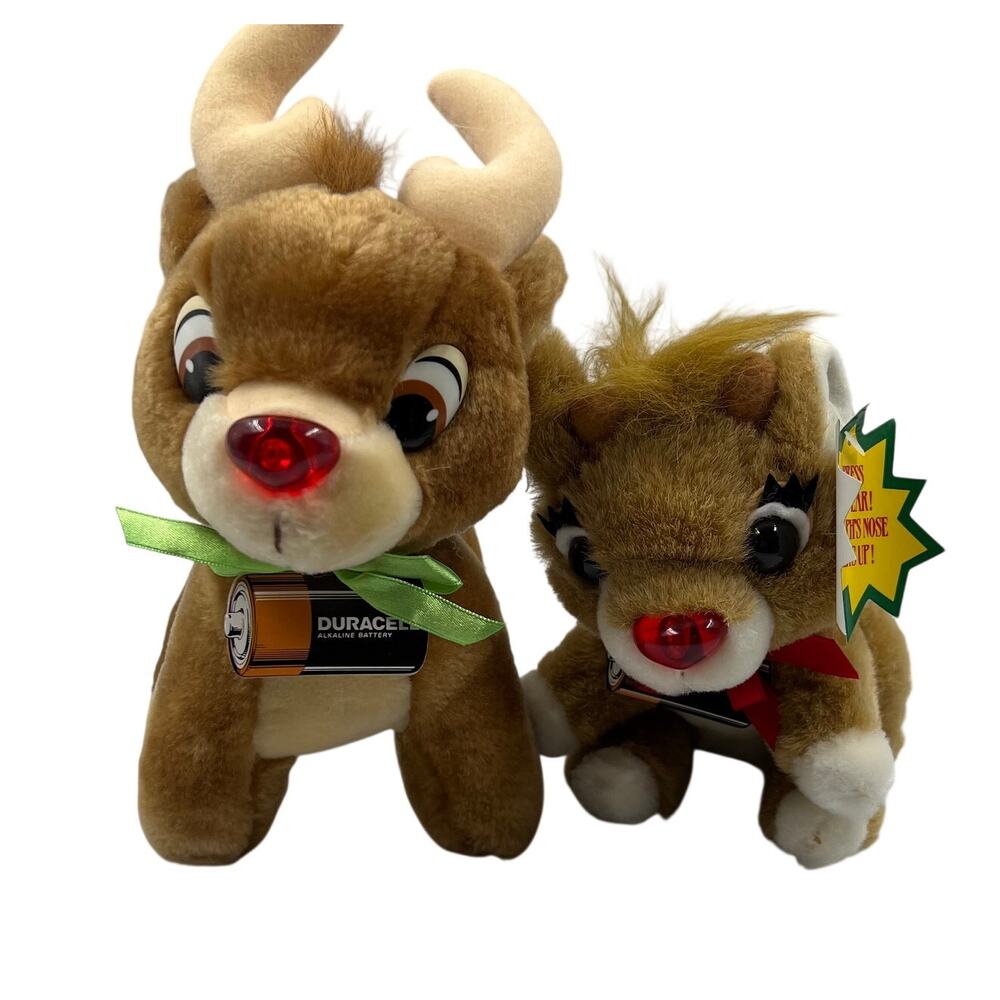 Applause Duracell Reindeer 2 Plush Set DEAD BATTERY Vintage Plush Y2K 1990's